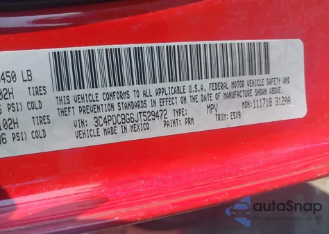 2018 Dodge Journey Sxt из США, поврежденный, VIN 3C4PDCBG6JT529472